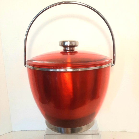 Stainless Steel Red  Thermal Ice Bucket - Picture 1 of 5